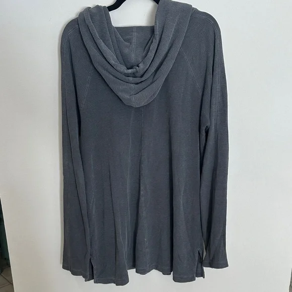 James Perse Charcoal Scoop-Neck Hooded Pullover - Picture 4 of 4